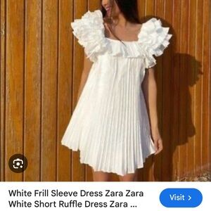Zara White Frill Sleeve Mini Dress